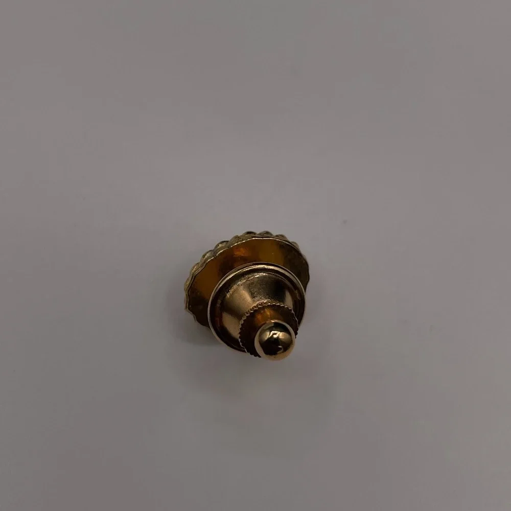 Vintage Gold-Tone Round Tie Tack Pin Yellowish-White Stone Classic jewellery